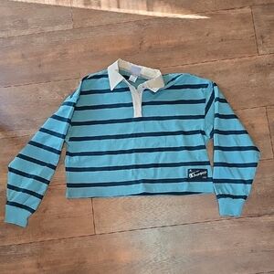 Champion Cropped Striped Blue Shirt